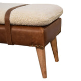 Boucle Buffalo Hide Leather Bench - Artisan Furniture - Flyclothing LLC