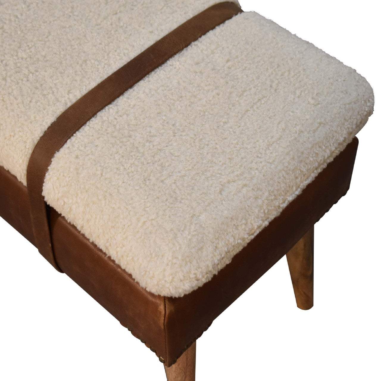 Boucle Buffalo Hide Leather Bench - Artisan Furniture - Flyclothing LLC