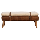 Boucle Buffalo Hide Leather Bench - Artisan Furniture - Flyclothing LLC