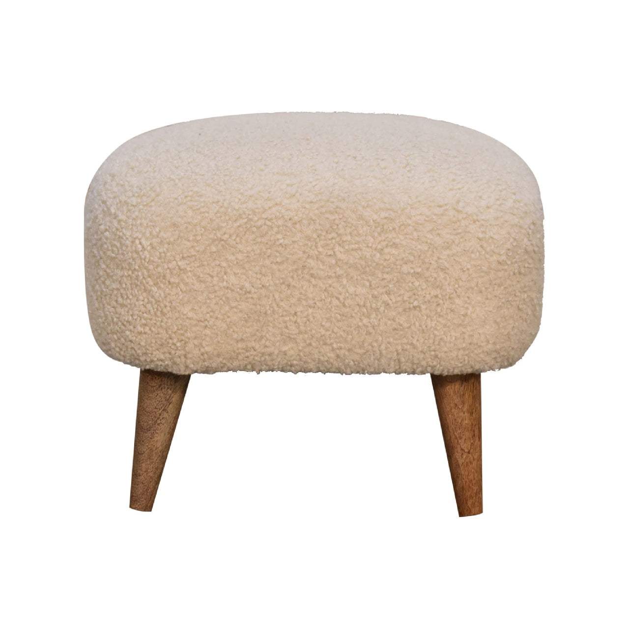 Boucle Cream Square Footstool - Artisan Furniture - Flyclothing LLC