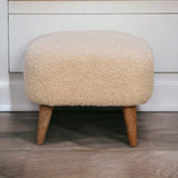 Boucle Cream Square Footstool - Artisan Furniture - Flyclothing LLC