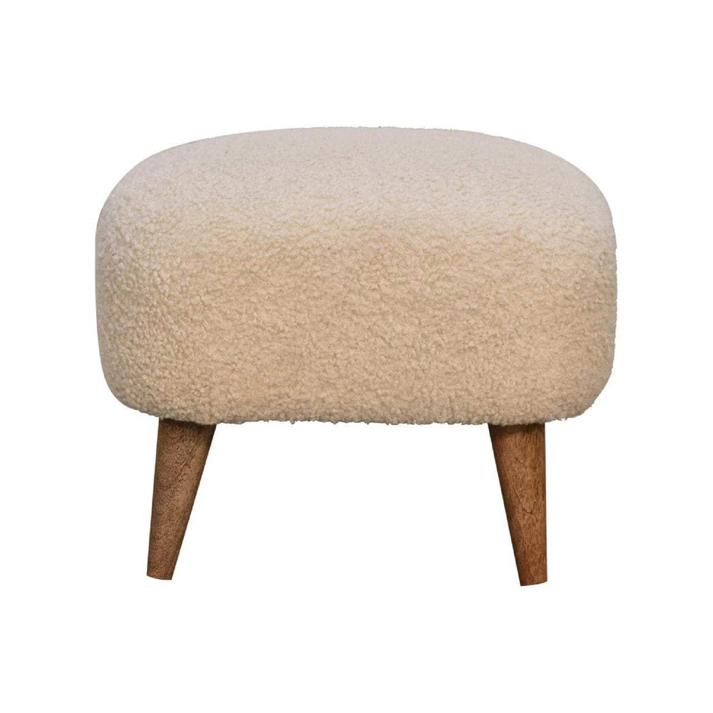 Boucle Cream Square Footstool - Artisan Furniture - Flyclothing LLC
