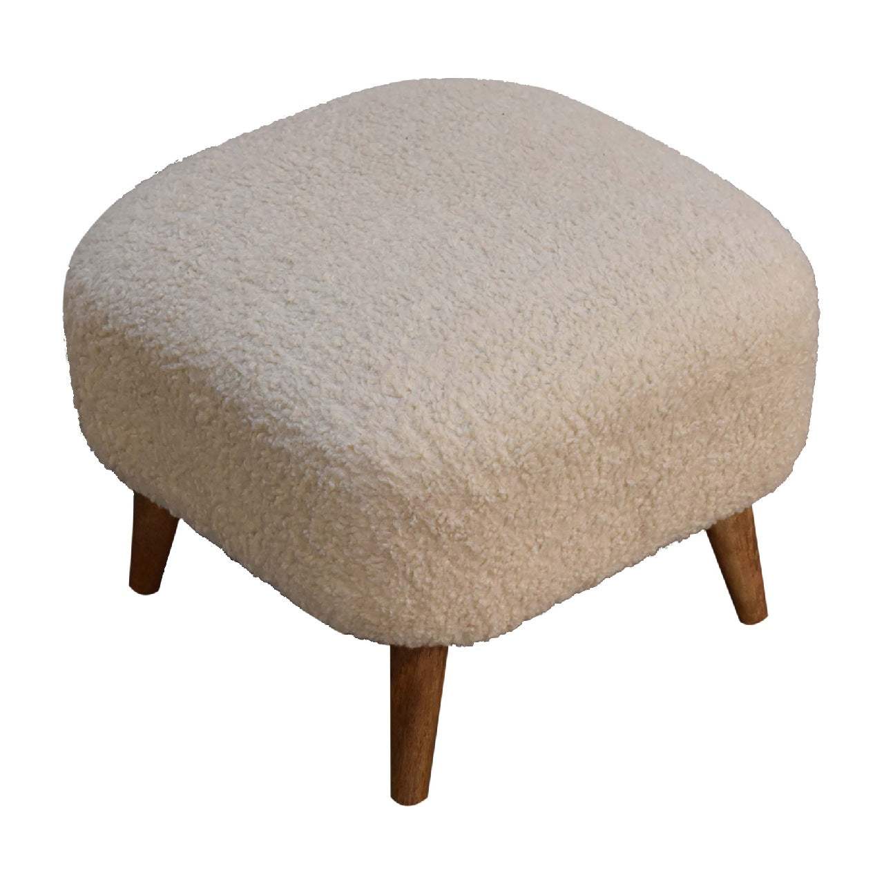 Boucle Cream Square Footstool - Artisan Furniture - Flyclothing LLC