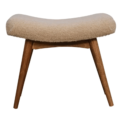 Boucle Cream Square Footstool - Artisan Furniture - Flyclothing LLC