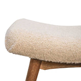 Boucle Cream Curved Bench - Artisan Furniture - Flyclothing LLC
