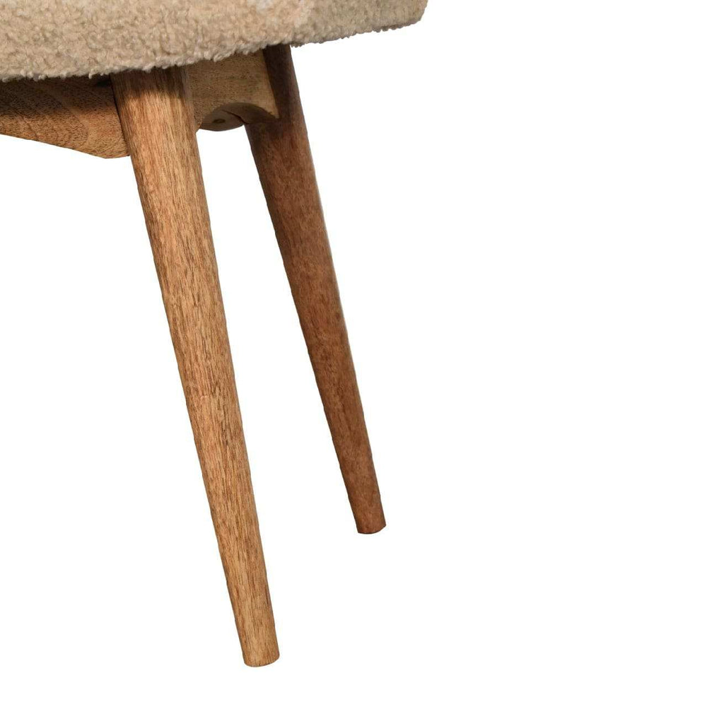 Boucle Cream Curved Bench - Artisan Furniture - Flyclothing LLC