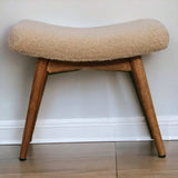 Boucle Cream Curved Bench - Artisan Furniture - Flyclothing LLC