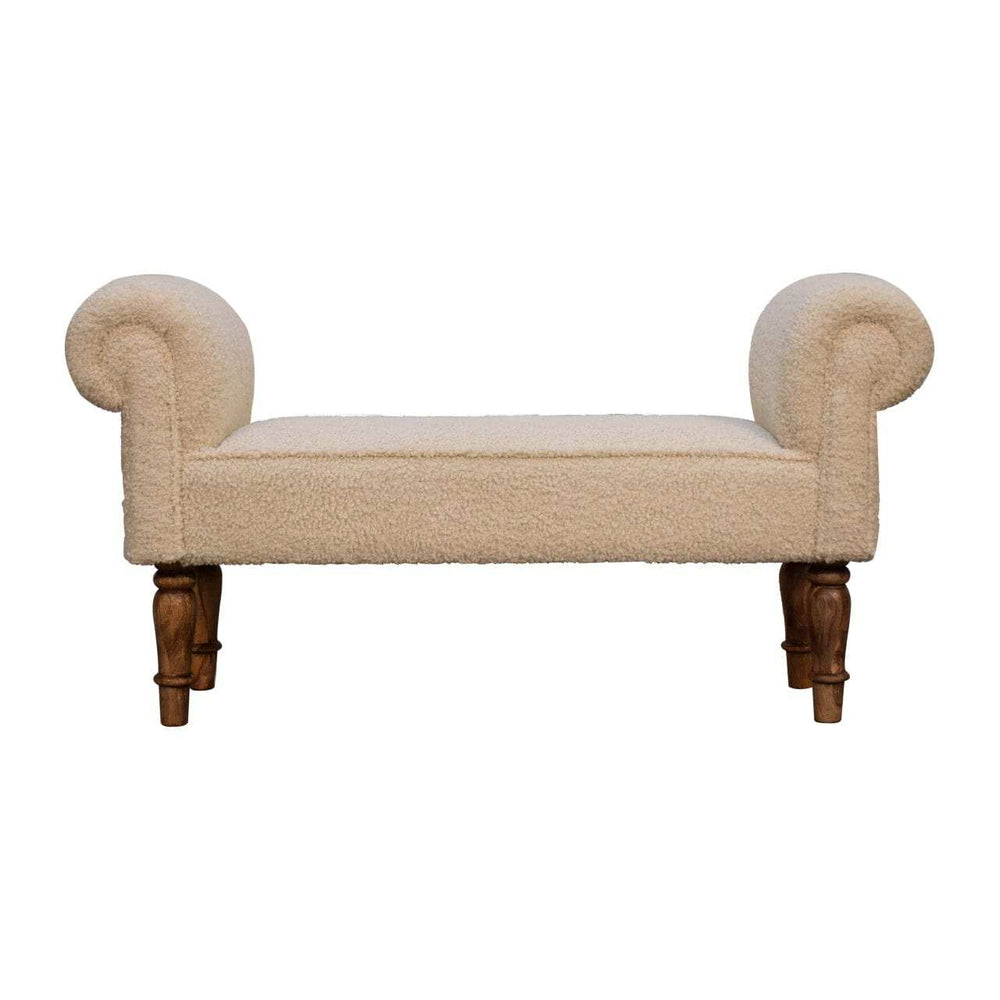 Boucle Cream Bench - Artisan Furniture - Flyclothing LLC