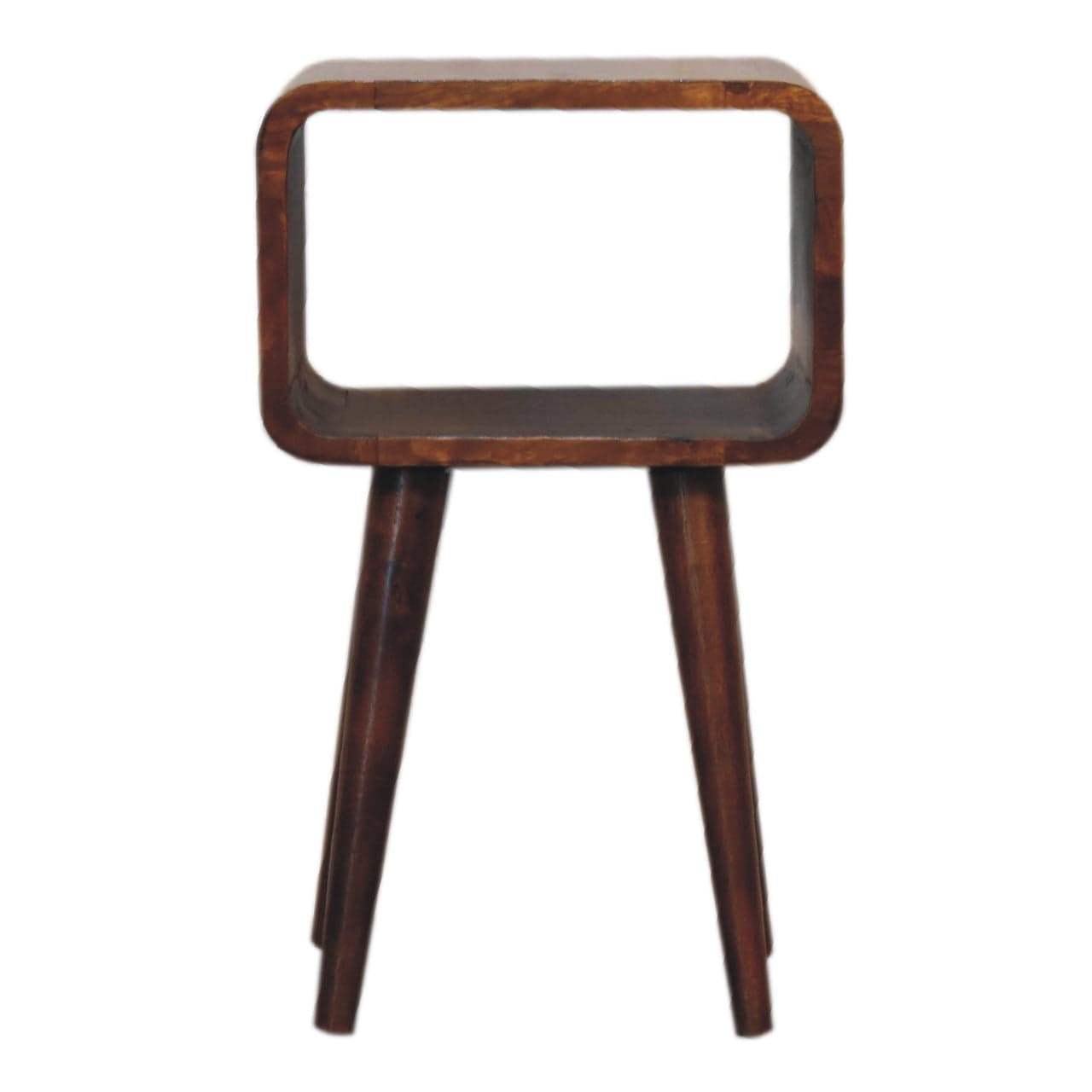 Mini Chestnut Curved Open Bedside - Artisan Furniture - Flyclothing LLC