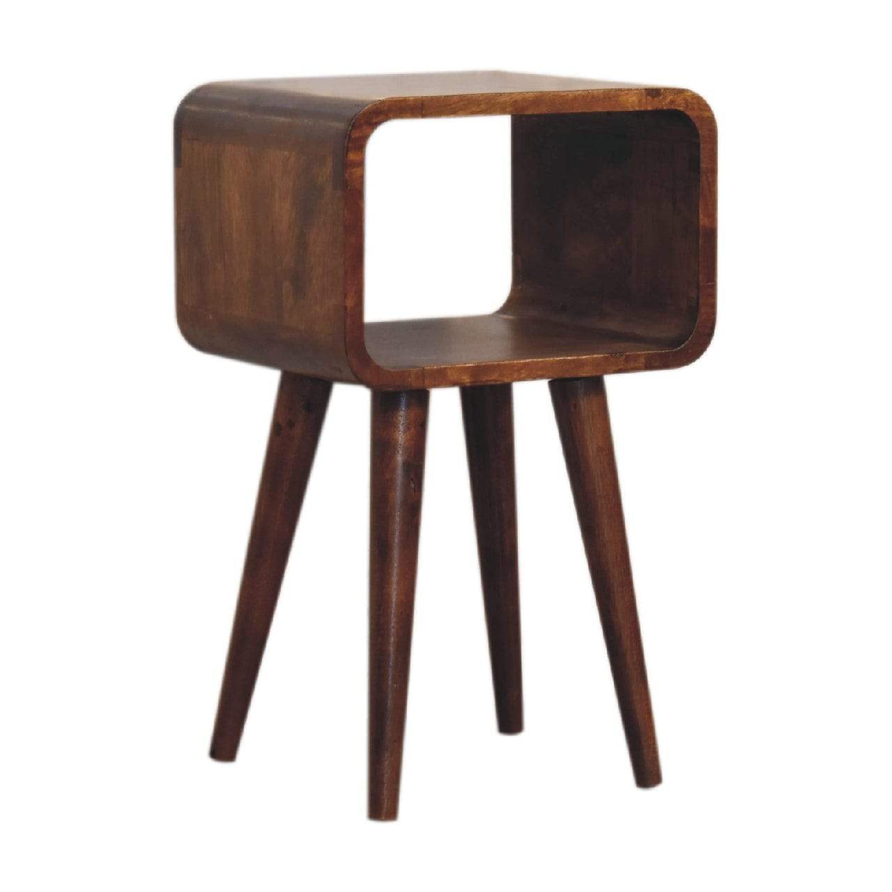 Mini Chestnut Curved Open Bedside - Artisan Furniture - Flyclothing LLC