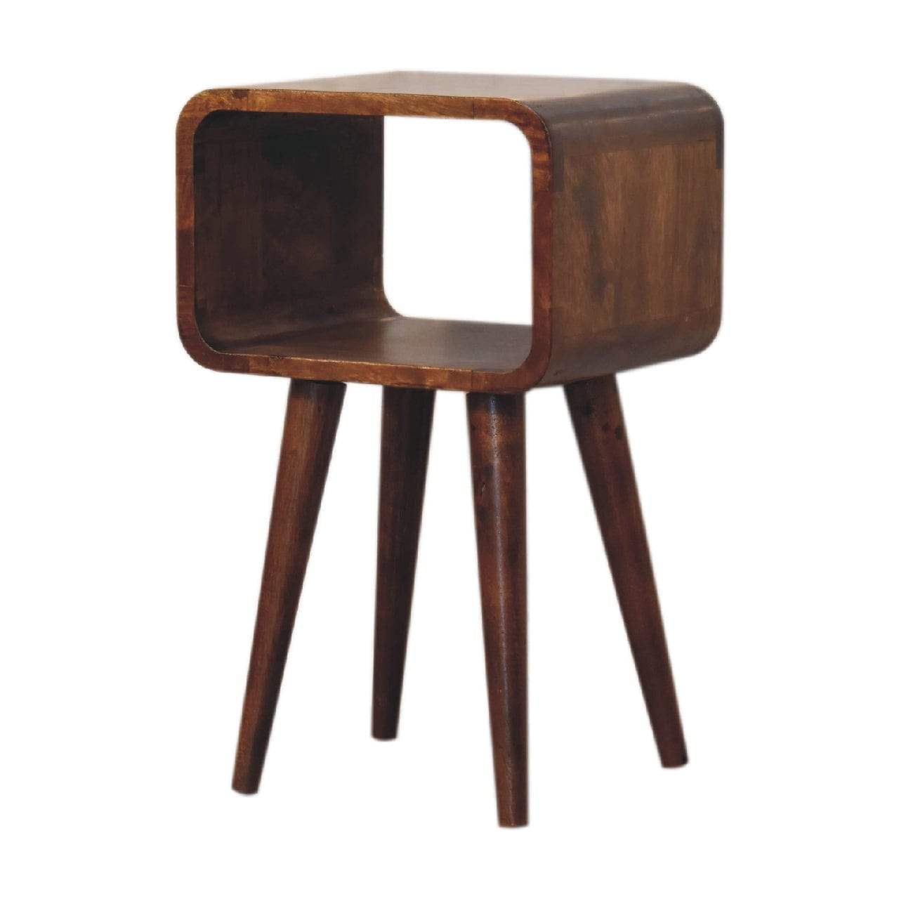 Mini Chestnut Curved Open Bedside - Artisan Furniture - Flyclothing LLC