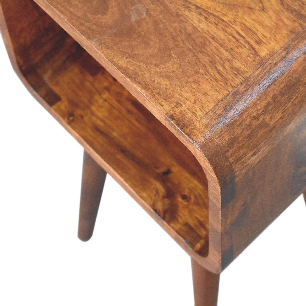 Mini Chestnut Curved Open Bedside - Artisan Furniture - Flyclothing LLC