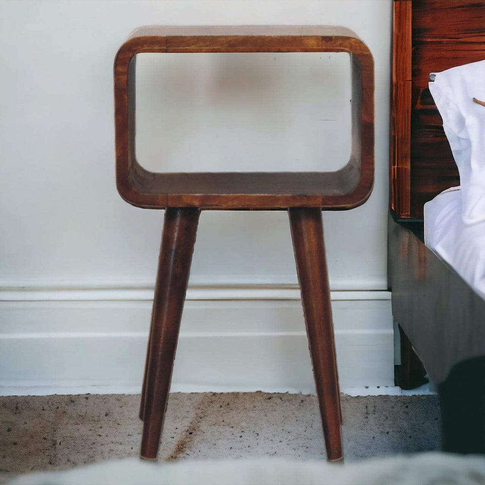 Mini Chestnut Curved Open Bedside - Artisan Furniture - Flyclothing LLC