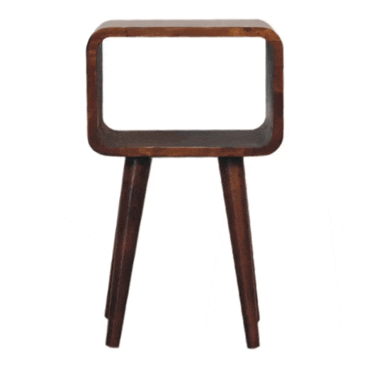 Mini Chestnut Curved Open Bedside - Artisan Furniture - Flyclothing LLC