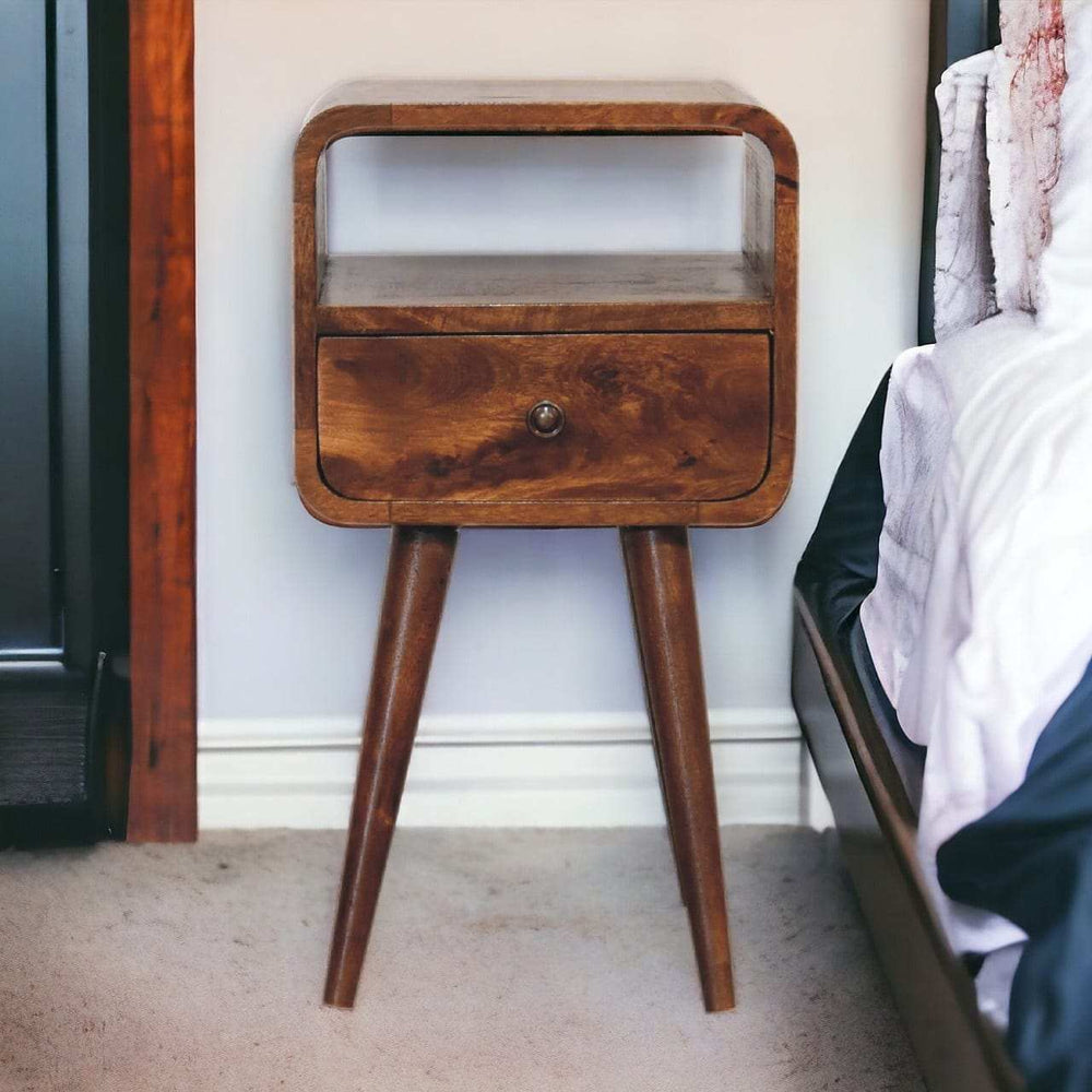 Mini Chestnut Curve Open Bedside - Artisan Furniture - Flyclothing LLC