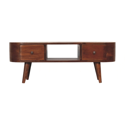 Chestnut Round Open Media Unit - Artisan Furniture - Flyclothing LLC