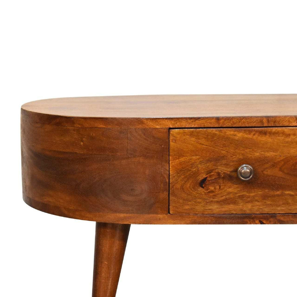 Mini Chestnut Rounded Coffee Table - Artisan Furniture - Flyclothing LLC