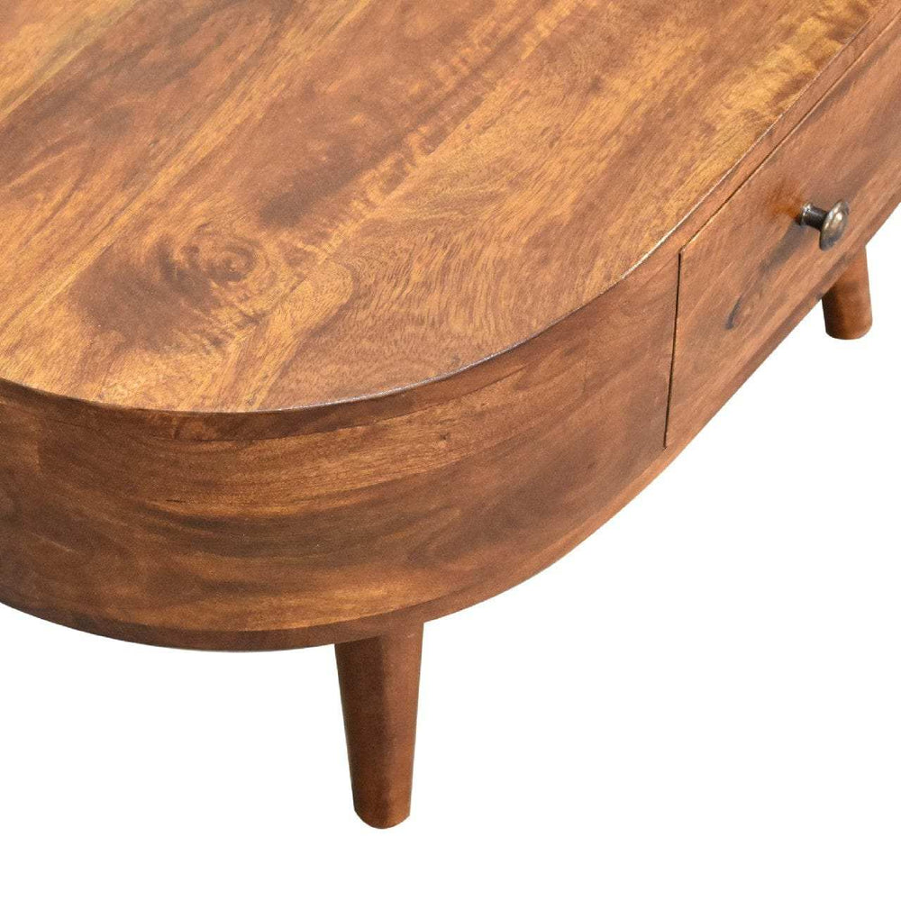 Mini Chestnut Rounded Coffee Table - Artisan Furniture - Flyclothing LLC