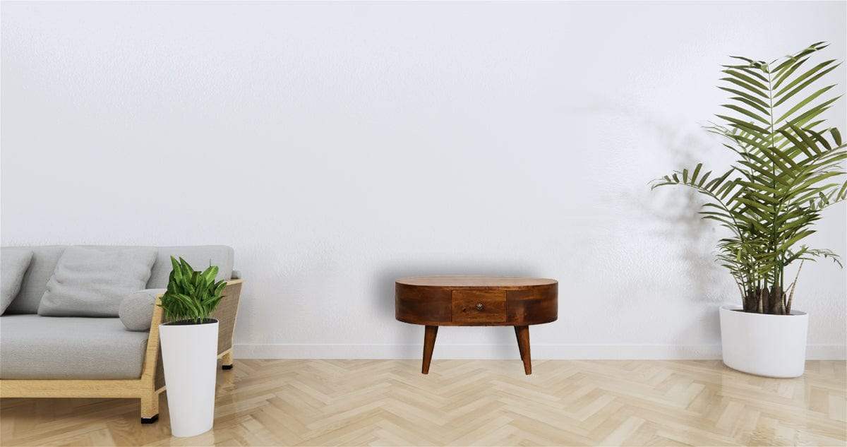 Mini Chestnut Rounded Coffee Table - Artisan Furniture - Flyclothing LLC