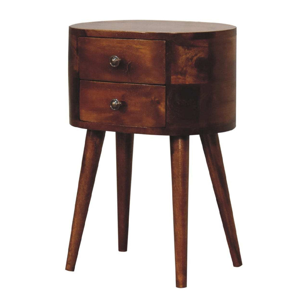Mini Chestnut Rounded Bedside Table - Artisan Furniture - Flyclothing LLC