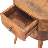 Mini Chestnut Rounded Bedside Table - Artisan Furniture - Flyclothing LLC