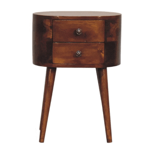 Mini Chestnut Rounded Bedside Table - Artisan Furniture - Flyclothing LLC