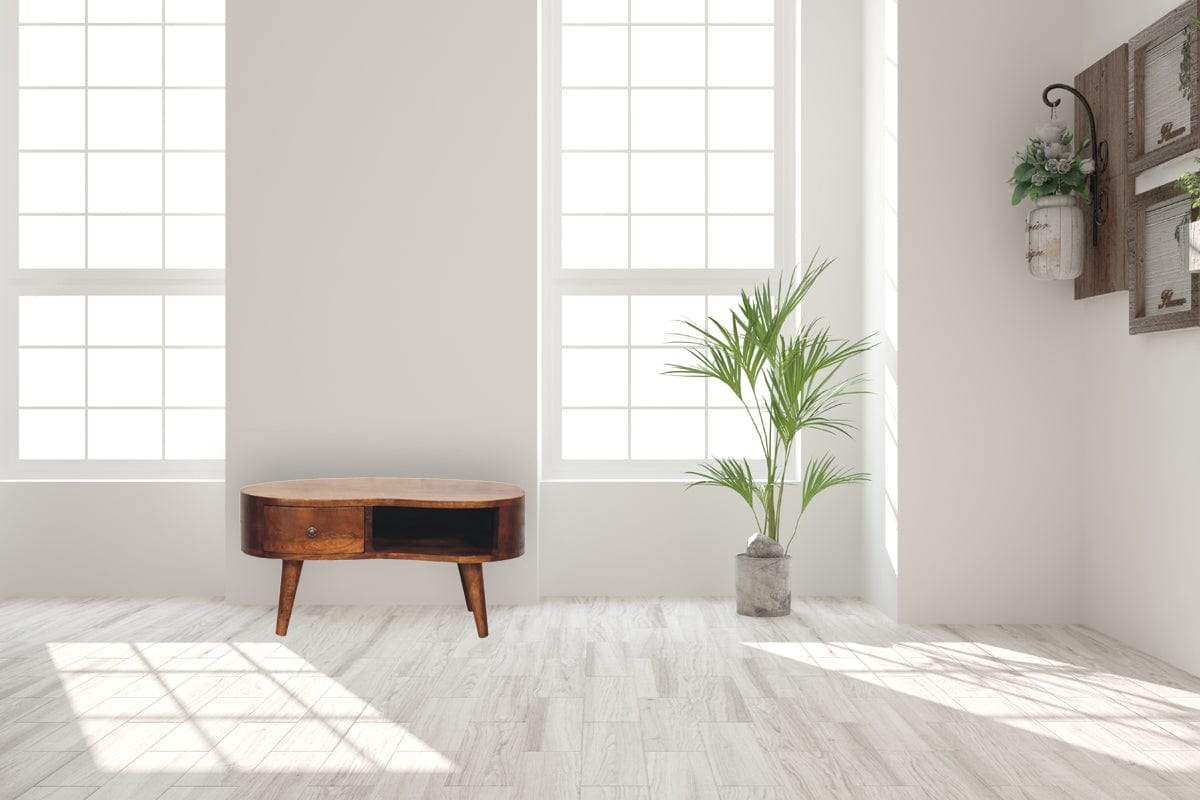 Mini Chesnut Wave Coffee Table - Artisan Furniture - Flyclothing LLC