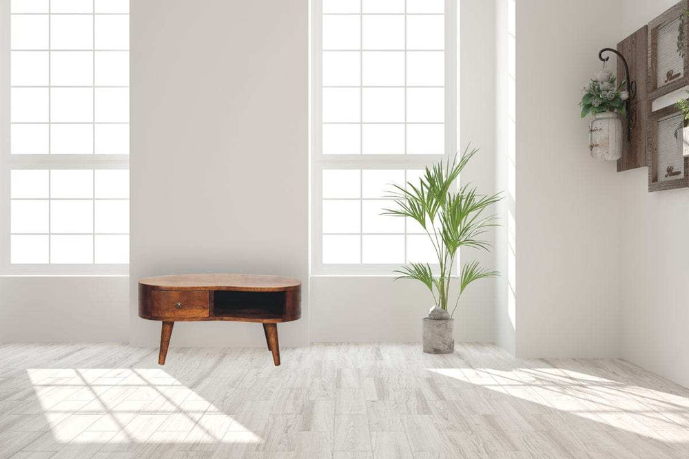 Mini Chesnut Wave Coffee Table - Artisan Furniture - Flyclothing LLC