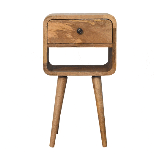 Mini Oak-ish Curve Lower Bedside - Artisan Furniture - Flyclothing LLC