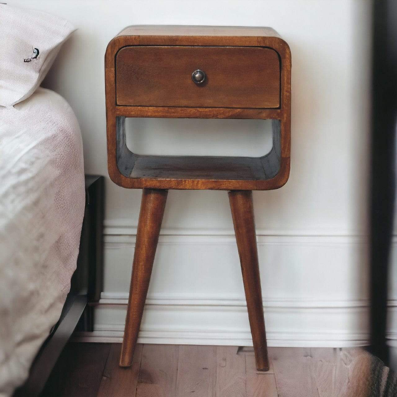 Mini Chestnut Curve Lower Bedside - Artisan Furniture - Flyclothing LLC