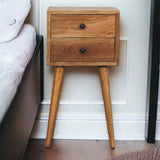 Mini 2 Drawer Oak-ish Bedside - Artisan Furniture - Flyclothing LLC