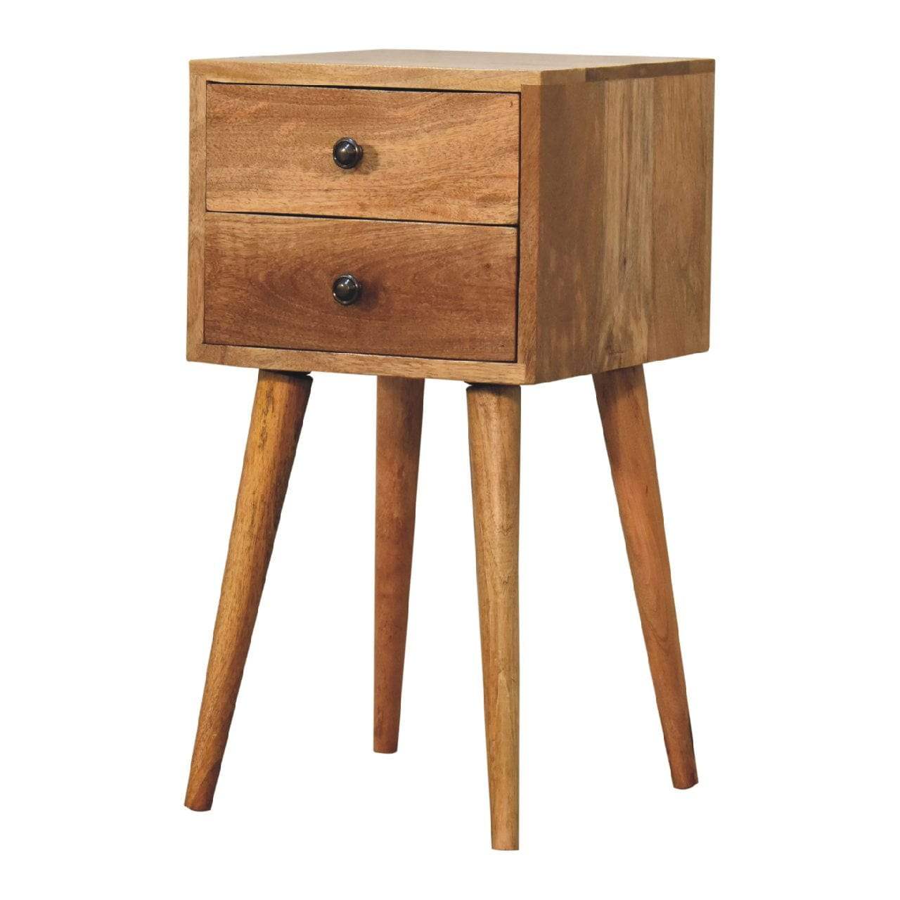 Mini 2 Drawer Oak-ish Bedside - Artisan Furniture - Flyclothing LLC