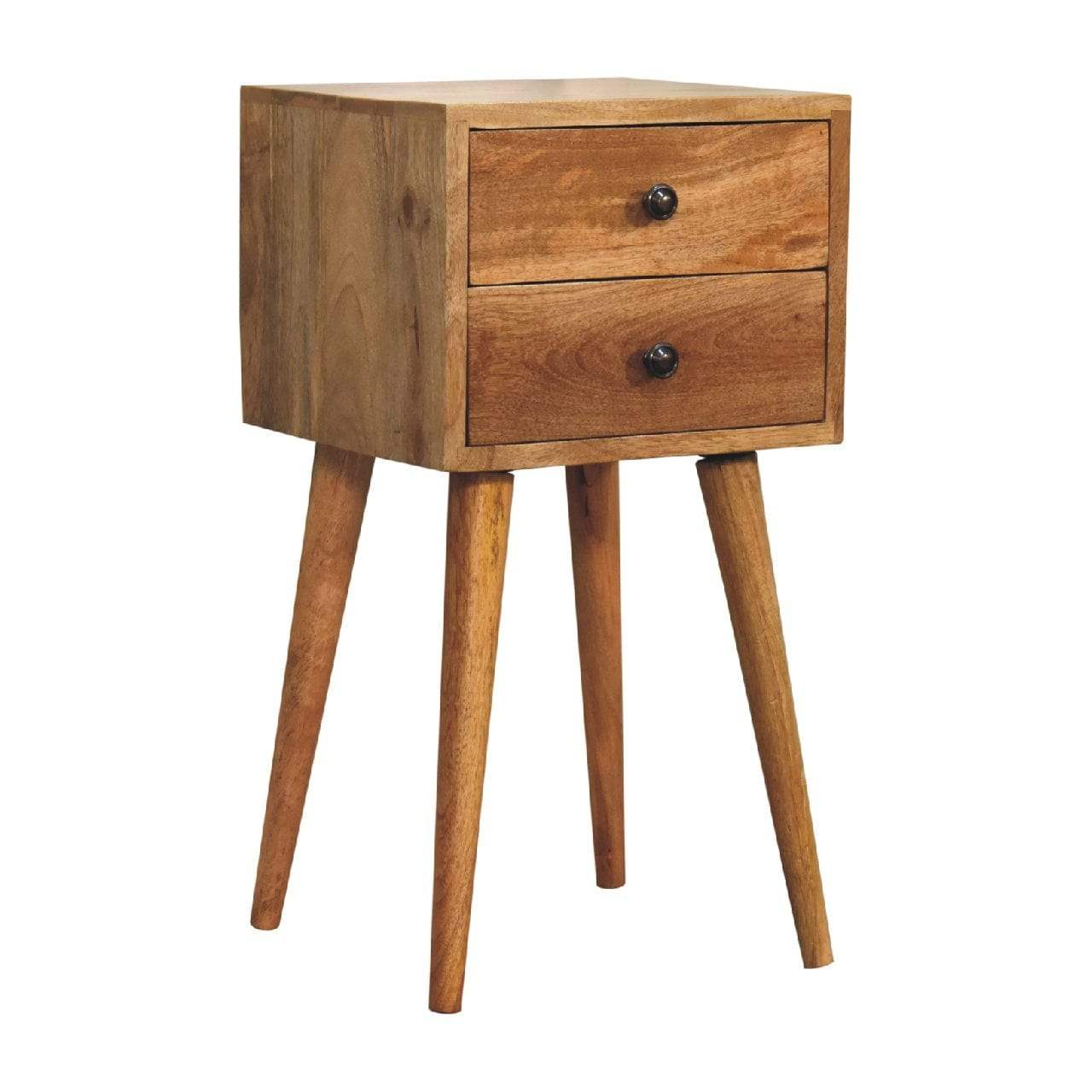 Mini 2 Drawer Oak-ish Bedside - Artisan Furniture - Flyclothing LLC