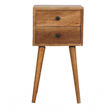 Mini 2 Drawer Oak-ish Bedside - Artisan Furniture - Flyclothing LLC