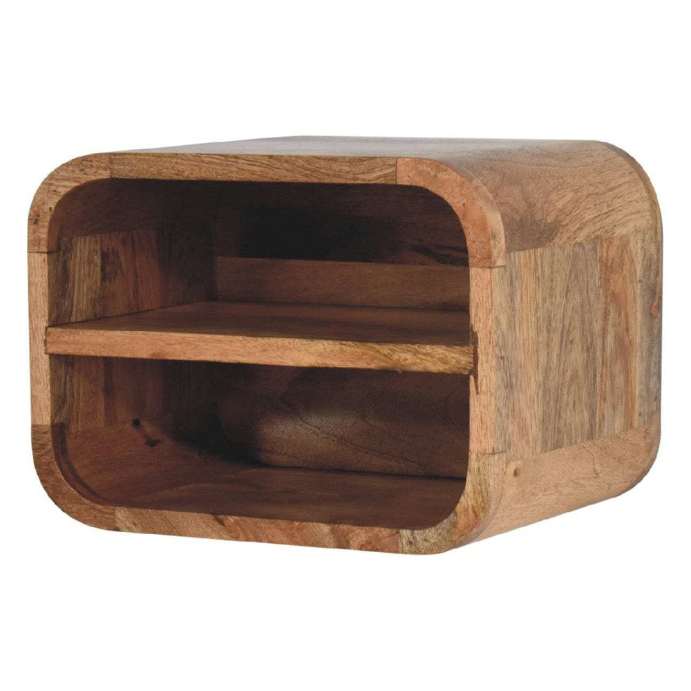 Oak-ish Floating Open Curve Bedside - Artisan Furniture - Flyclothing LLC