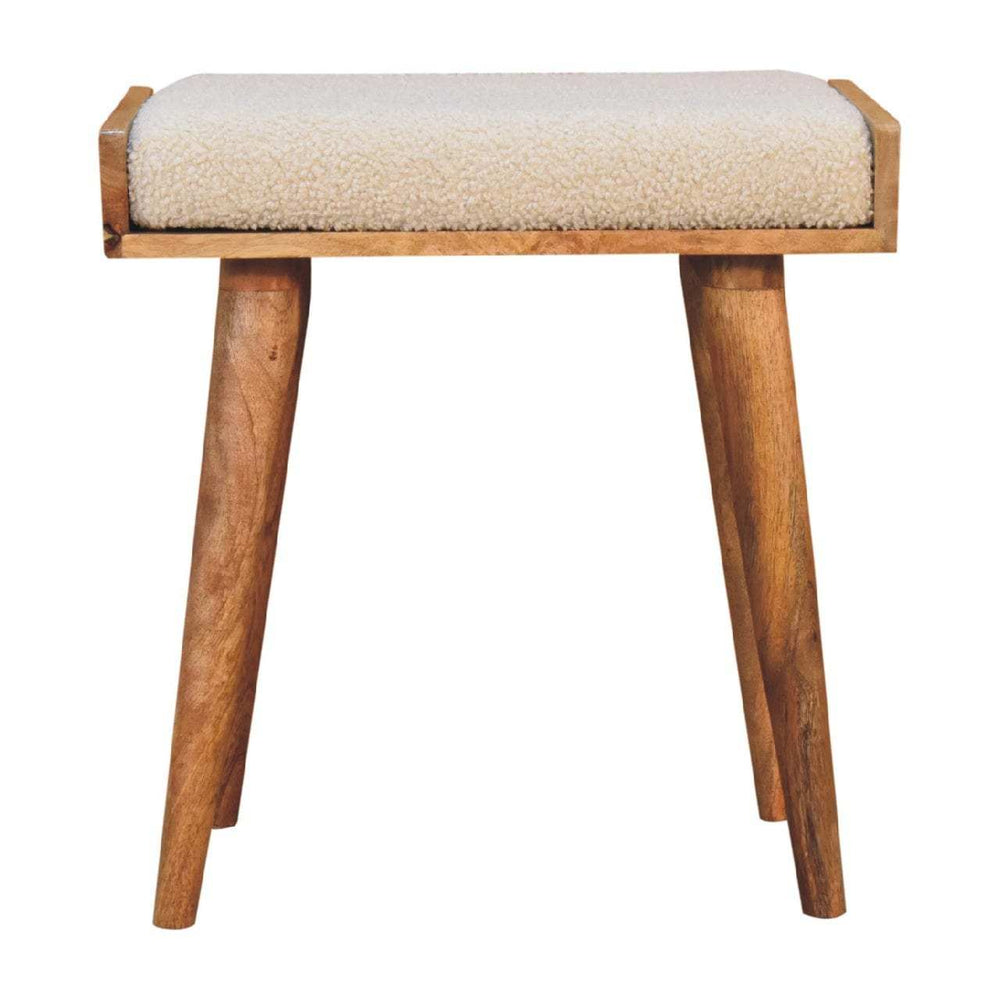Boucle Cream Tray Style Footstool - Artisan Furniture - Flyclothing LLC