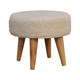 Cream Boucle Petite Footstool - Artisan Furniture - Flyclothing LLC