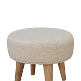 Cream Boucle Petite Footstool - Artisan Furniture - Flyclothing LLC