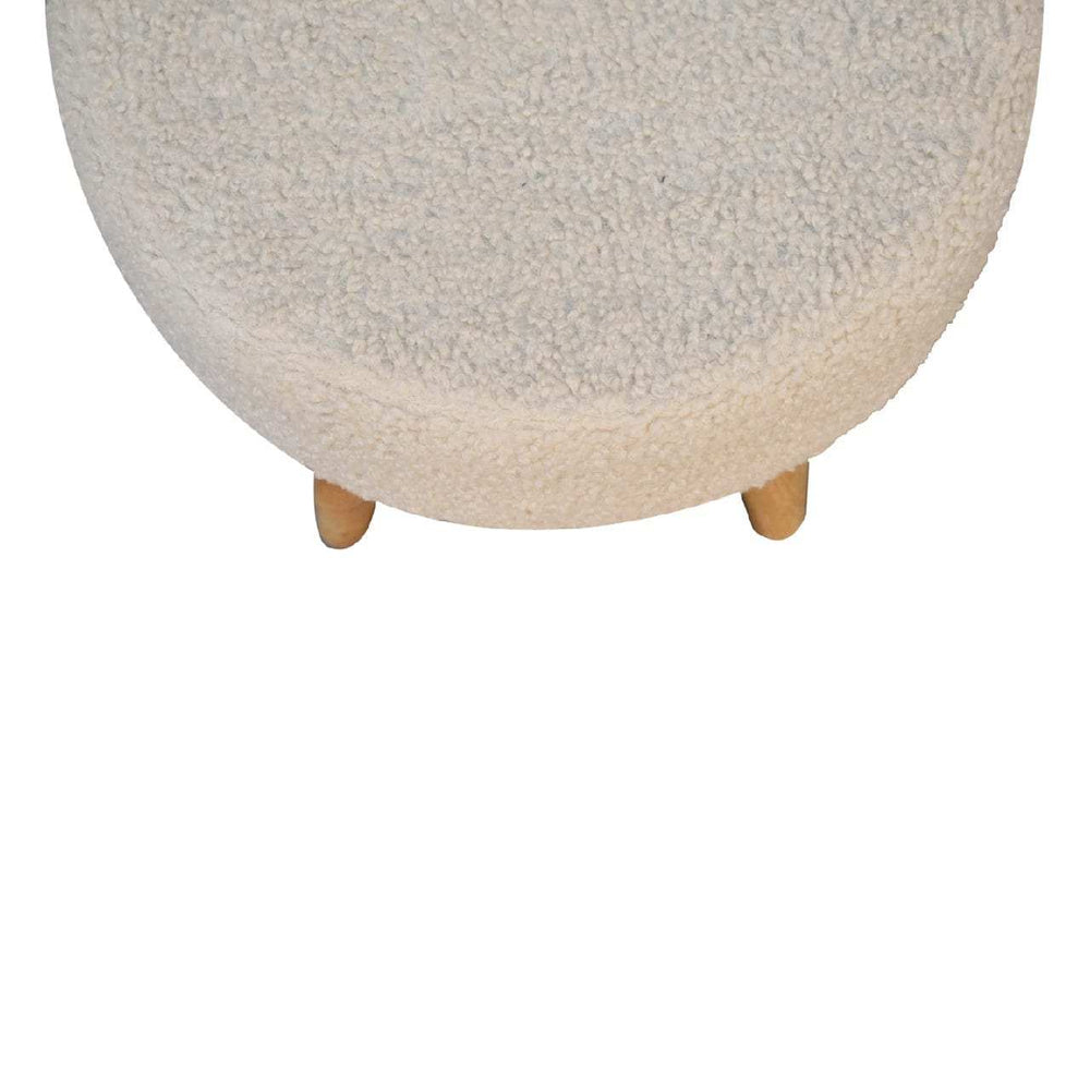 Cream Boucle Petite Footstool - Artisan Furniture - Flyclothing LLC