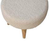 Cream Boucle Petite Footstool - Artisan Furniture - Flyclothing LLC