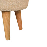 Cream Boucle Petite Footstool - Artisan Furniture - Flyclothing LLC