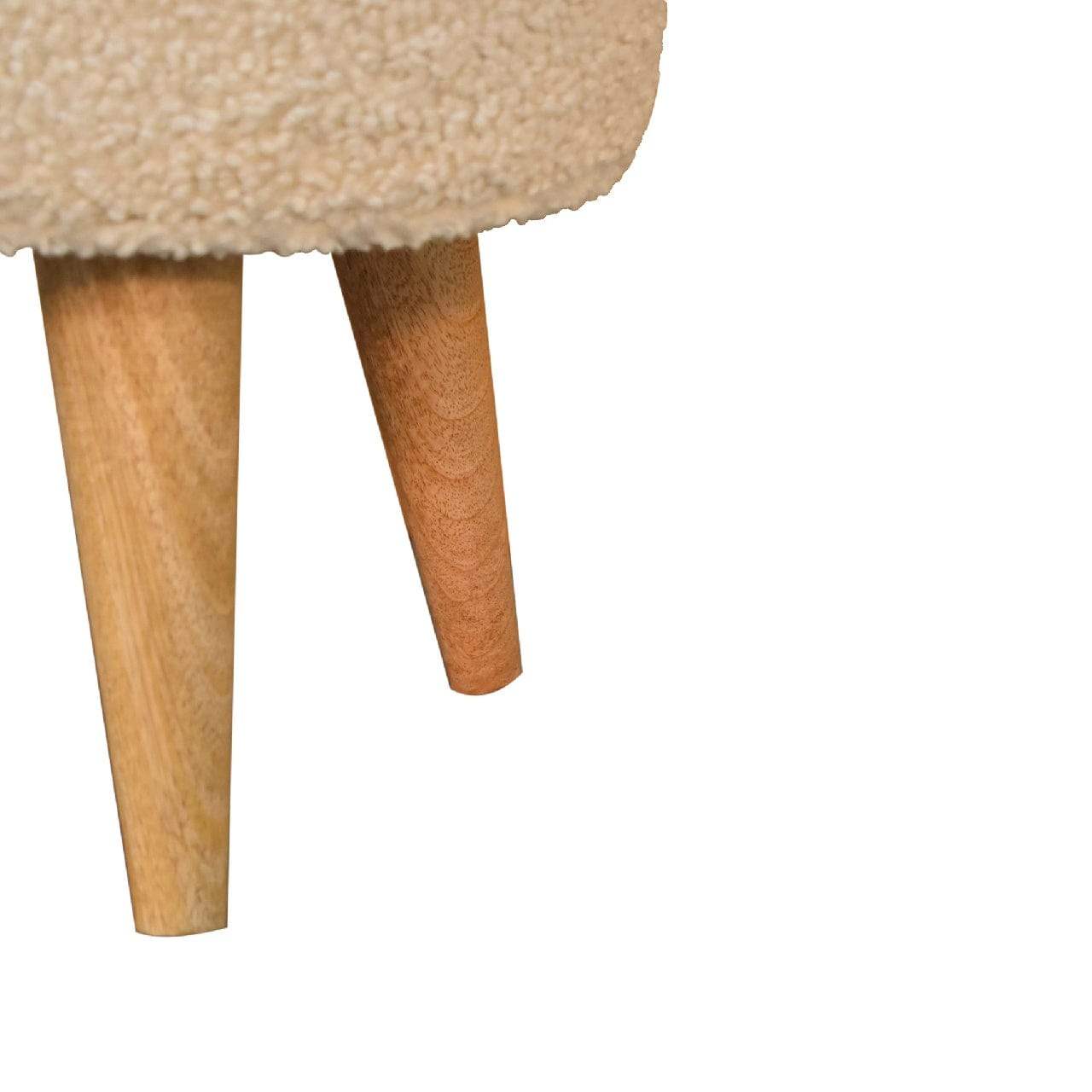 Cream Boucle Petite Footstool - Artisan Furniture - Flyclothing LLC