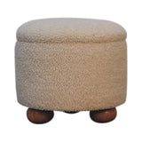 Cream Boucle Storage Footstool - Artisan Furniture - Flyclothing LLC