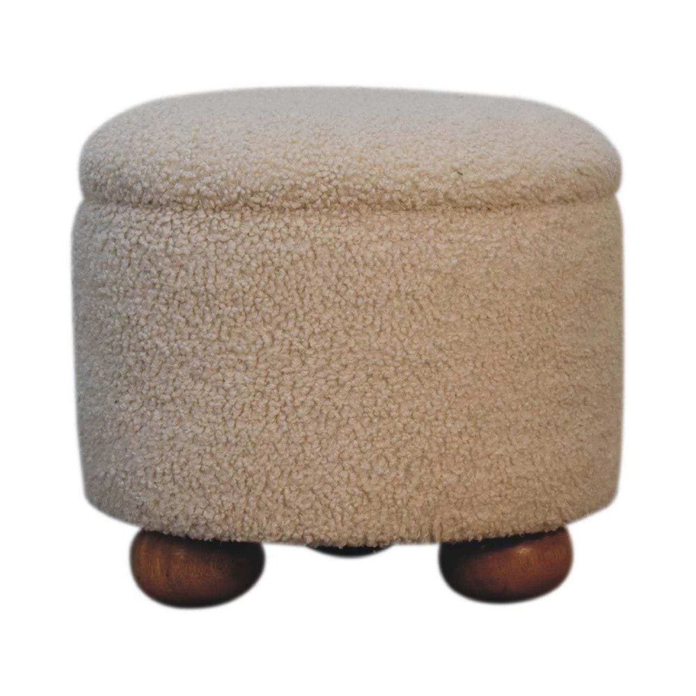 Cream Boucle Storage Footstool - Artisan Furniture - Flyclothing LLC