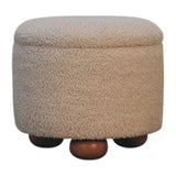 Cream Boucle Storage Footstool - Artisan Furniture - Flyclothing LLC
