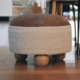 Cream Boucle Buffalo Footstool - Artisan Furniture - Flyclothing LLC