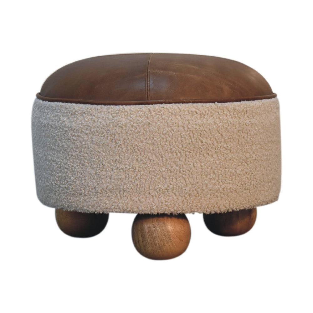 Cream Boucle Buffalo Footstool - Artisan Furniture