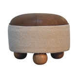 Cream Boucle Buffalo Footstool - Artisan Furniture