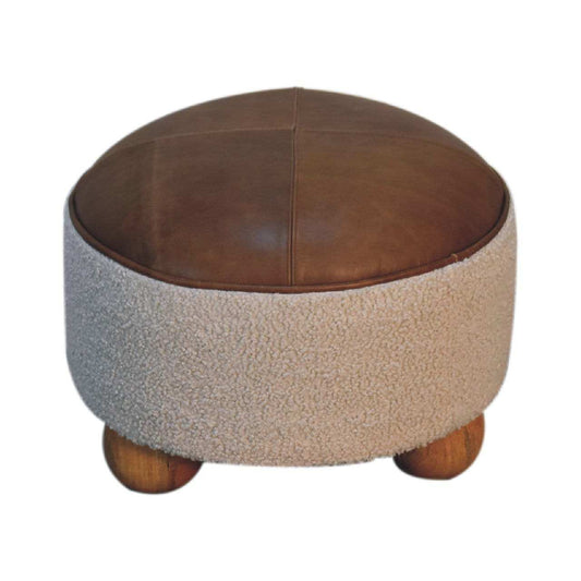 Cream Boucle Buffalo Footstool - Artisan Furniture - Flyclothing LLC
