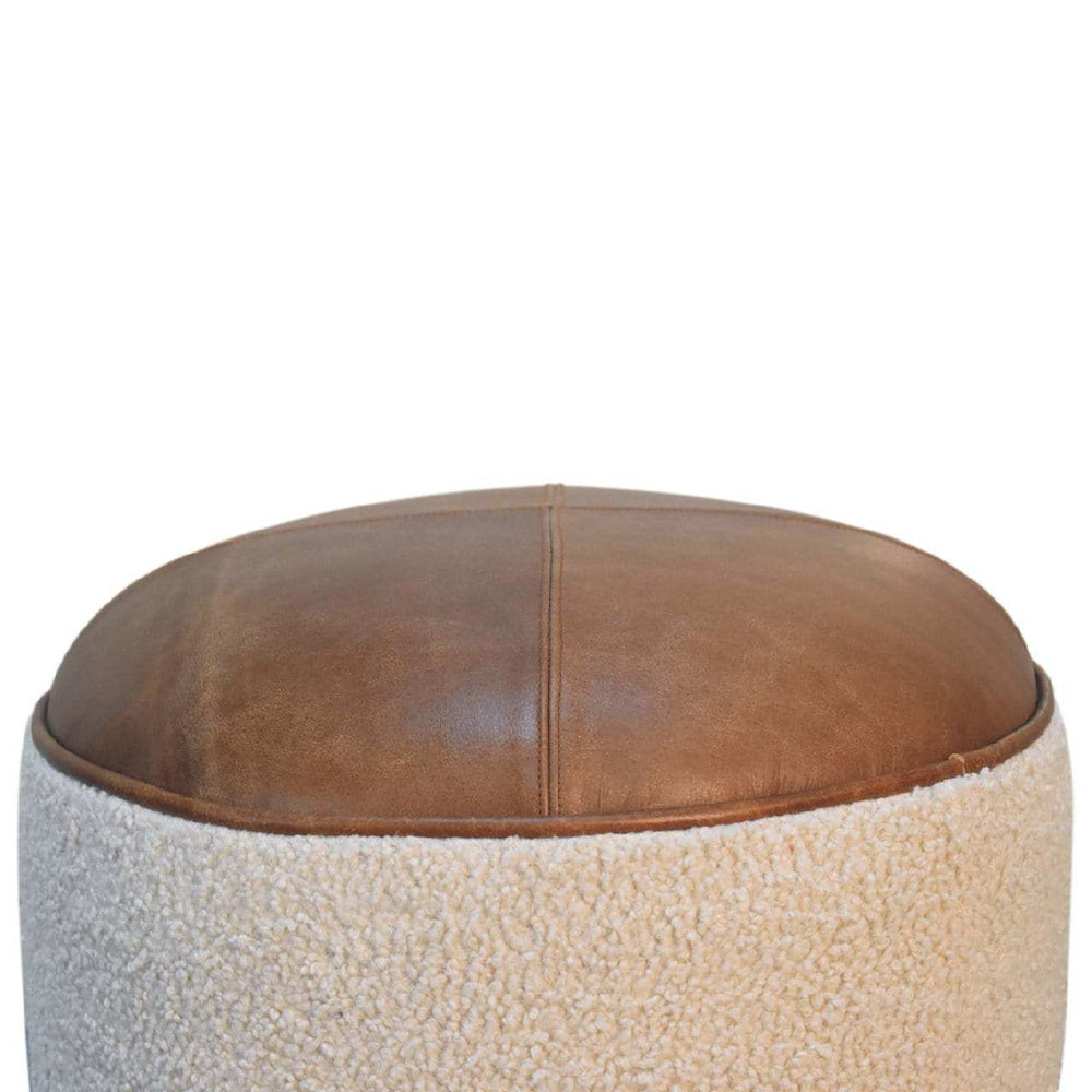 Cream Boucle Buffalo Footstool - Artisan Furniture - Flyclothing LLC